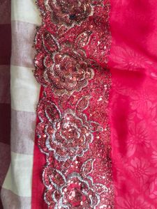 rich Red Embellished Saree with sequence work