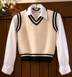 Vintage Style Sweater Vest and Shirt Set