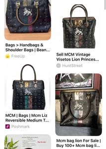MCM Monogram Lion Detailed Handbag