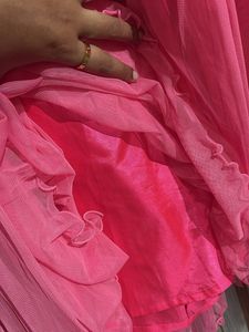 Pink Net Skirt with Gold Detail