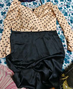 MISH Vintage Polka Dot Satin Midi Dress