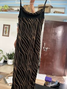 Stylish Black &amp; Gold Maxi Dress