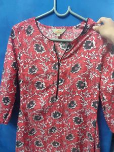 Red Floral Print Tunic Top