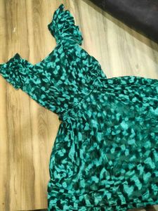 Emerald Green Velvet Fit &amp; Flare Dress