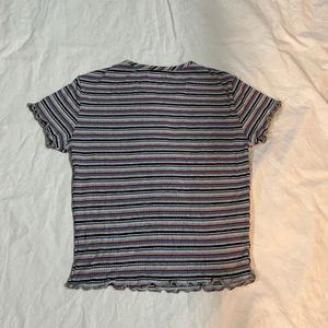Striped Lettuce Trim T-Shirt