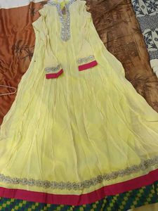 Yellow A-line Gown with Embellishments
