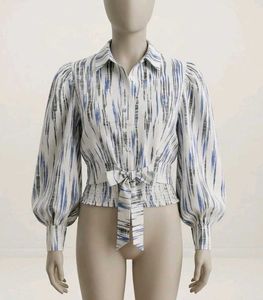 Stylish Printed Tie-Front Blouse