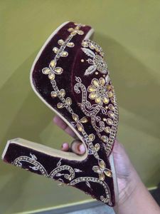 Embroidered Bridal Maroon Heels