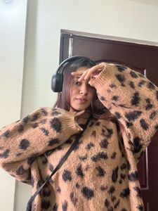 Leopard Print Oversized Sweater ( cool and aesthet