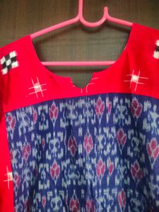 Beautiful Red &amp; Blue Ikkat Print Kurta