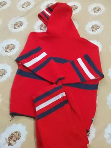 Trendy Red Kids Hooded Sweater