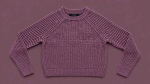 MAUVE CHUNKY RIBBED RAGLAN KNIT SWEATER