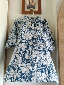 Blue floral short kurta