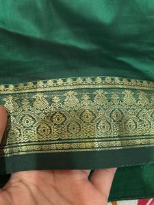 Elegant Emerald Green Silk Saree