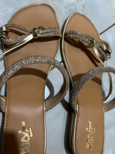 Sparkling Gold Flat Sandals