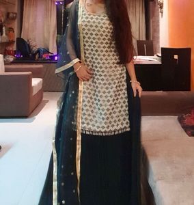 Elegant Green Kurta Set with heavy lengha and Dupa