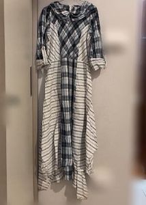 Unique Plaid & Stripe Midi Dress