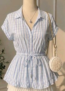 Chic Blue Striped Midi Dress