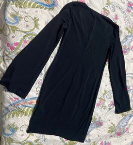 Elegant Black Long Sleeve V-Neck Dress