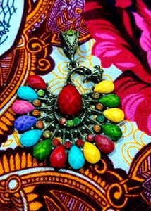 Multi Color Peacock Pendant Necklace