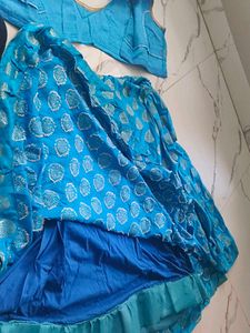 Beautiful Blue Brocade Skirt and Blouse Set