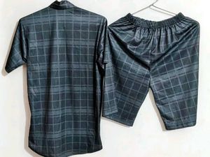 Womens Plaid Shirt &amp; Shorts Set