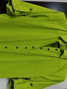 Lime Green Button-Up long Shirt type kurti