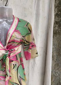 Vibrant Wrap Top with Belt