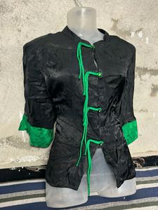 korean Black &amp; Green Asian Style top