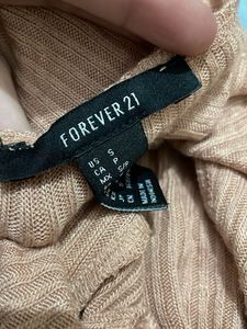 forever 21  Tan Ribbed Long Sleeve Crop Top