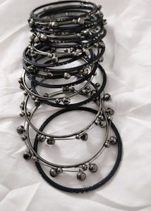 Set of Dark Metal Bangles with Bells