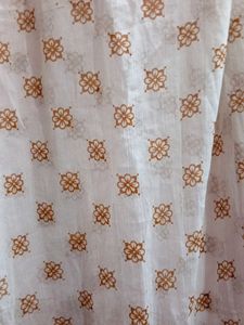 Elegant White & Brown Printed Dupatta
