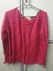 Red Lace Sleeve Top