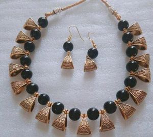 Elegant Black & Gold Fusion Necklace Set