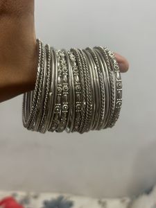 Set of Oxidized Silver Bangles