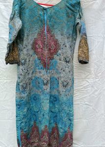 Cotton Blue Printed top of churidar