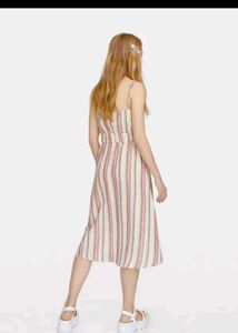 Striped Tie-Front Midi Dress