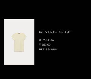 Zara Butter Yellow Polyamide Tshirt