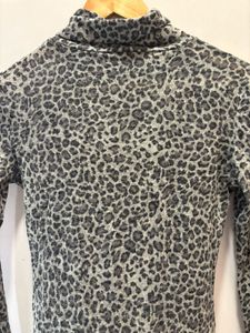 Leopard Print Turtleneck Top