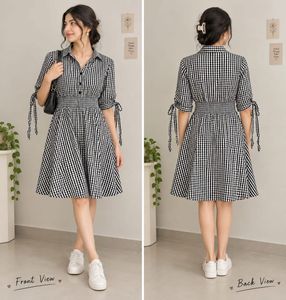 Gingham Fit & Flare Shirt Dress