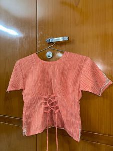 Peach Embroidered Blouse with lengha and duppta