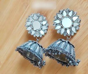 Elegant Mirror Work Jhumka Earrings