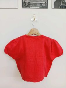 Red Short Sleeve Blouse