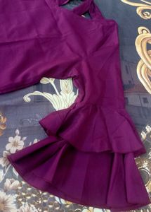 purple Ruffle Sleeve Top