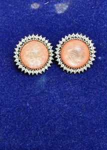 Elegant peach Stone Stud Earrings for Women