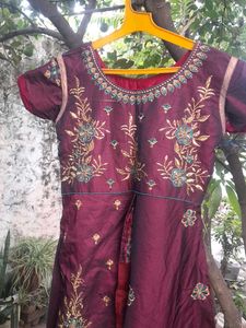 Embroidered Maroon Kurta Set with pant