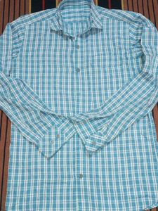 Blue and White Checked Casual Shirt for Men - Size