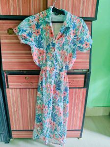 Floral Print Midi Dress with Belt