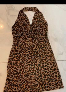 Leopard Print Halter Dress