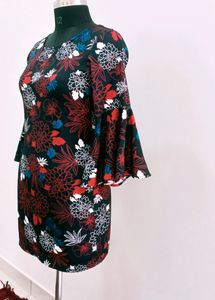 Floral Print Bell Sleeve Mini Dress